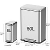 Kitchen Trash Can Set of 2 – 50 Liter (13 Gallon) Large Kitchen Bin & 8 Liter (2 Gallon) Small Bathroom Can, Stainless Steel Step-On Trash Cans - 2 of 4