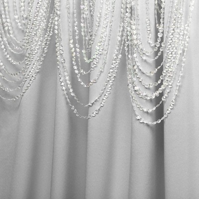 Silver Polyester Room Darkening Pleated Curtain Panels