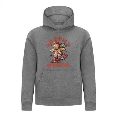 Everyday Kids Christmas Collection Gingerbread Skateboard Boys Pullover Hoodie – Holiday Sweatshirt - Charcoal Gray