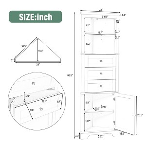 23-Inch Tall Corner Storage Cabinet with Door, 3 Drawers, Open Shelf & Adjustable Storage, Anti-Tip Device - 1 of 4