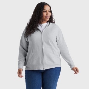 Hanes Just My Size EcoSmart Women's Full-Zip Fleece Hoodie (Plus Size) - 1 of 4