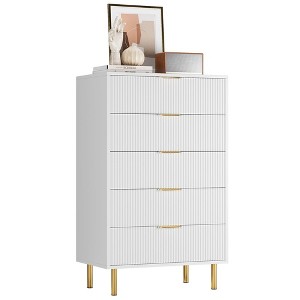 White 5 Drawer Dresser for Bedroom, 48¡± Tall Dresser Organizer, Wood Dresser with Metal Legs - 1 of 4