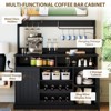 47" Farmhouse Coffee Bar Cabinet with Storage, Buffet Cabinet with Charging Station, 5 Hooks, Goblet Holder & Wine Rack for Living Room, Kitchen - 4 of 4