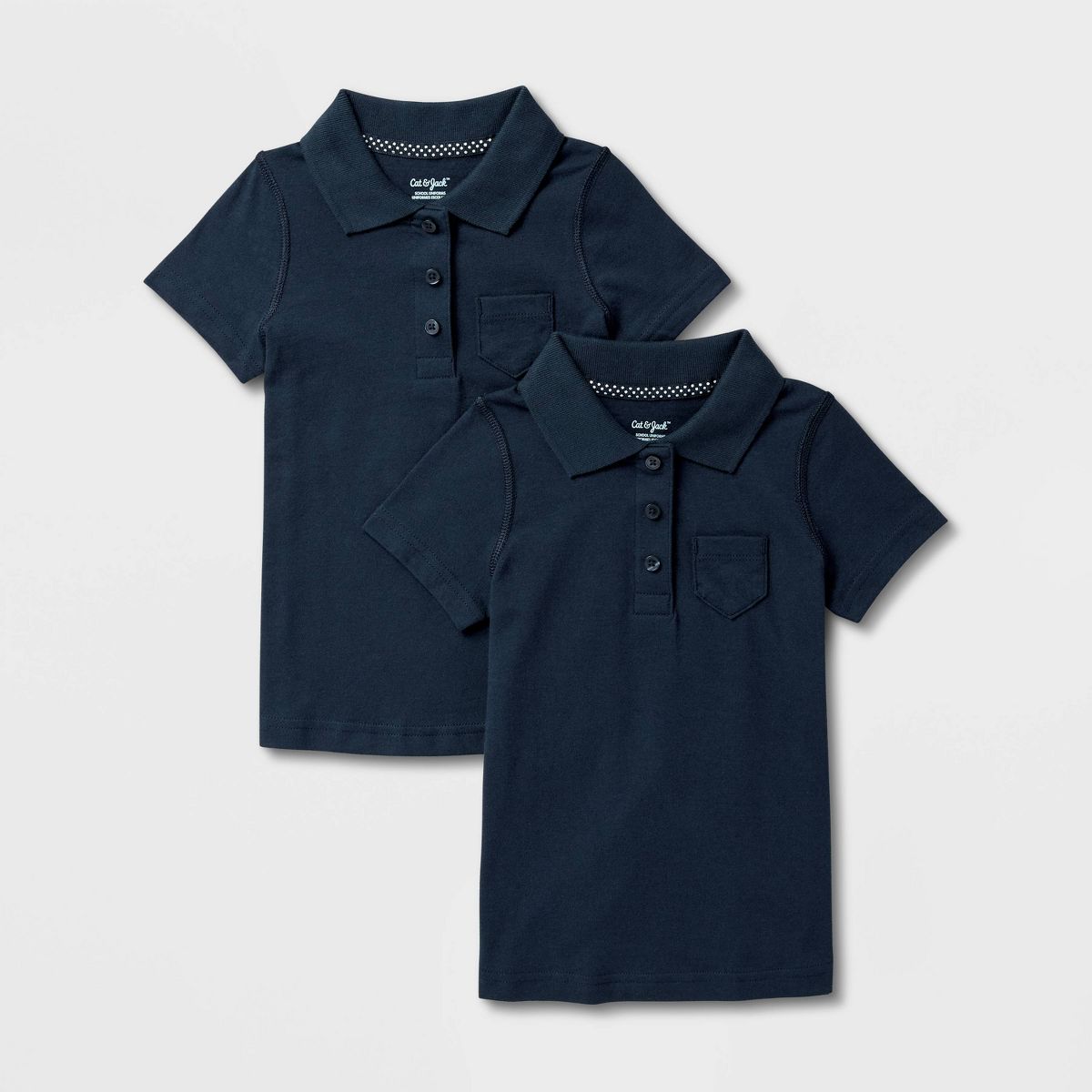 Toddler Girls' 2pk Adaptive Short Sleeve Uniform Polo Shirts - Cat & Jack™