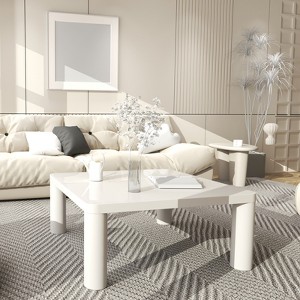 GustoWave Coffe Table, 33.5" Modern Minimalist Square Coffee Tables for Living Room Office, Low Table, Tatami Floor Tables, Cream White - 1 of 4