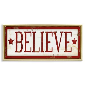 Stupell Industries Believe Red Christmas Phrase, 25" x 11" - 1 of 4