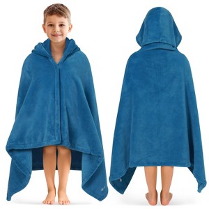 PAVILIA Coral Fleece Hooded Towel For Kids Toddler, After Shower Wrap for Beach Pool Swimming, Boys Girls 3-8 Years - 1 of 4