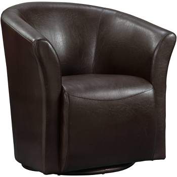 Studio 55D Rocket Rivera Brown Faux Leather Swivel Accent Club Chair