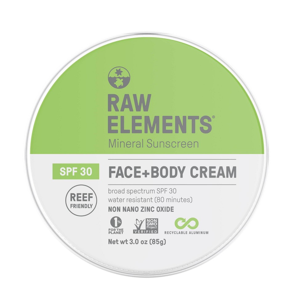 Photos - Cream / Lotion Raw Elements Face and Body Mineral Sunscreen Tin - SPF 30 - 3oz