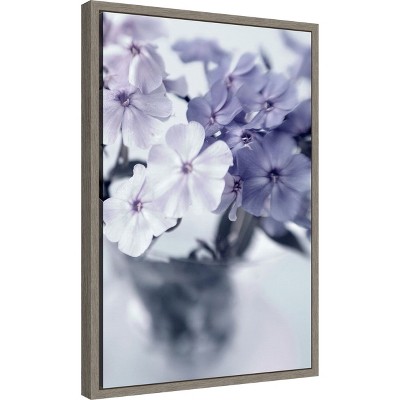 Violet Hydrangea Closeup Canvas Print with Gray Frame