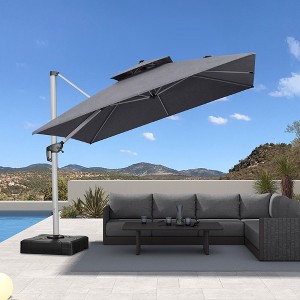 PURPLE LEAF Premium Patio Umbrella Classic SUNBRELLA Cantilever Umbrellas with Base 360 Degree Rotation for Garden Pool - 1 of 4