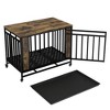 Vintage Wooden Dog House Table with Iron Door & Tray, Indoor Crate for Small & Medium Dogs - Nertpow - 3 of 4