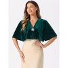 Allegra K Women's Velvet Cardigan Cocktail Party Bell Sleeve Open Front Cropped Shrug Bolero - 4 of 4