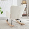 Racxily Glider Chair for Living Room Tufted Upholstered Teddy Fabric Rocking Chair with Metal Frame Accent Chair - 4 of 4