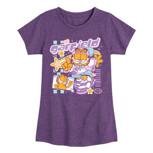 Girls' - Garfield - Kawaii Y2K Fitted Short Sleeve Graphic T-Shirt - 1 of 4