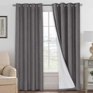 H.Versailtex Linen 100% Blackout Curtains Thermal Insulated Linen Drapes, Grommet White Liner Sold of 2 Panels - 1 of 4