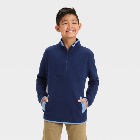 Boys Quilted Mock Neck Pullover Sweatshirt Cat Jack Navy Blue Xl Husky Target