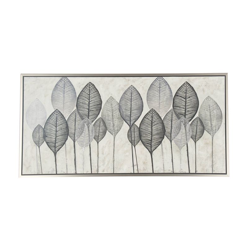 Leaf Framed Wall Art Canvas White/Silver - Olivia &#38; May, 1 of 30