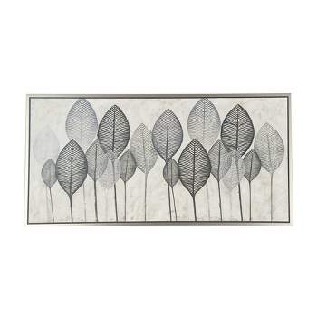 Leaf Framed Wall Art Canvas White/Silver - Olivia & May