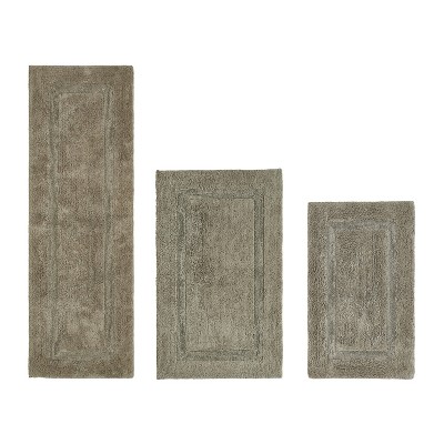 Lux Premium 100% Cotton  Ultra-Soft Tufted Solid Reversible 3 Piece Bath Rug Set, Water-Absorbent, Durable, Machine Washable Bathroom Rug