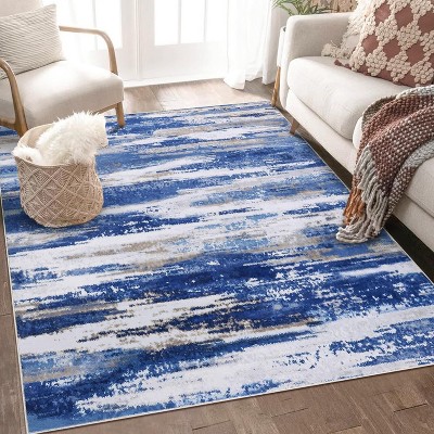 Acekool Washable Area Rug, Modern Abstract Non-Slip Low Pile Stain Resistant Carpet for Living Room Bedroom, Easy Care