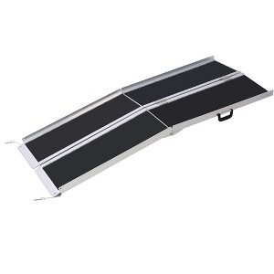 6' Aluminum Wheelchair Ramp 600LBS Capacity, Portable Folding Threshold Ramp with a Slip-Resistant Surface, Height Range 4-18" for Home, Steps, Stairs - 1 of 4