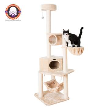 Armarkat 72" H Pet Real Wood Cat Tower, Tower EntertaInment Furniture With Lounge Basket, Perch, A7204