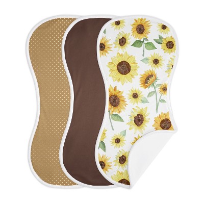 Image of Sweet Jojo Designs Girl Baby Burp Cloths Sunflower Multicolor 3pc