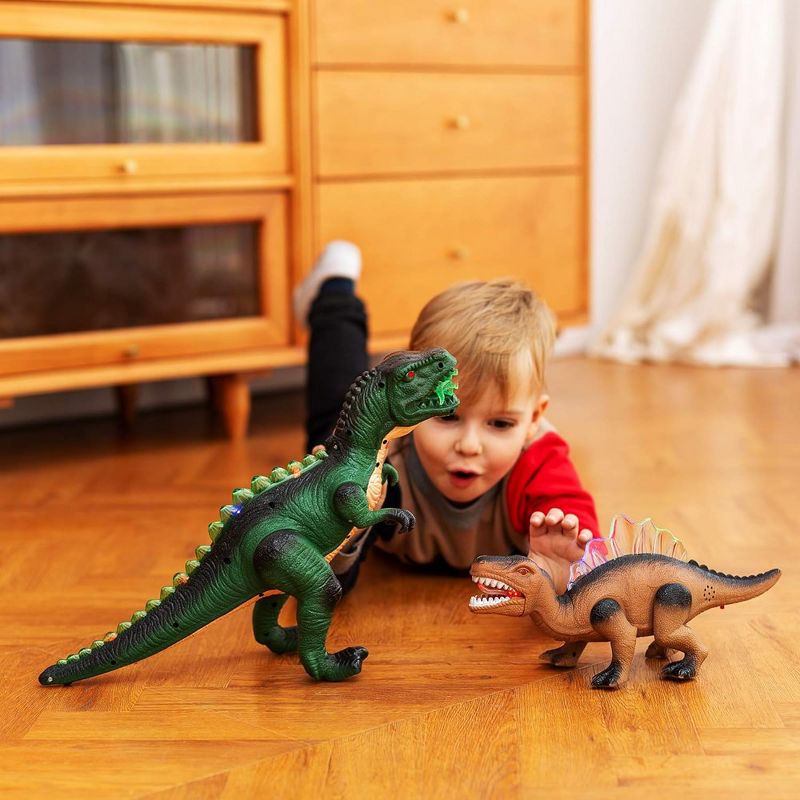 Syncfun 2 Pcs Dinosaur Toys, Walking Realistic T-Rex Dinosaur Figures with Roaring Sound, Electronic DinosaurToys for Kids, Birthday Party Favor, 1 of 8