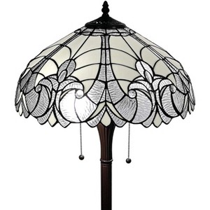 Amora Lighting Tiffany Style Floral White Floor Lamp – 62 Inch High Handcrafted Stained Glass Shade - 1 of 4
