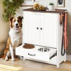 Akoasm Double-Door Storage Cabinet with 2 Adjustable Dog Bowls & 3 Hooks-White - 2 of 4