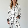 Anna-Kaci Lounge Women's Satin Pajama Set with Floral Print and Lace Trim Cuffs and Hem - 4 of 4