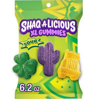 SHAQ-A-LICIOUS Sour Gummies Peg Bag (Pineapple - Watermelon and Mixed Berry Flavors) -  12ct/6.2oz