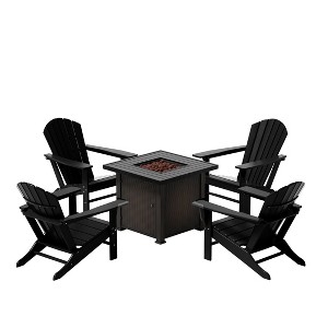 WestinTrends Outdoor Patio Adirondack Chair With Square Fire Pit Table Sets - 1 of 2