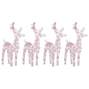 vidaXL Christmas Reindeers Xmas Decoration Light Display with LEDs Acrylic - Warm White 4-Pack - 1 of 4