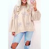 Embroidered Bow Lantern Sleeve Oversized Pullover Sweatshirt - 2 of 2