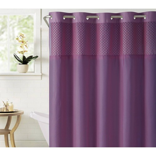 Bahamas Shower Curtain with Liner Eggplant Purple Hookless, by Hookless
