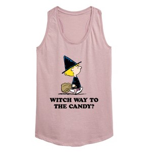 Women's - Peanuts - Witch Way To The Candy Graphic Racerback Tank - 1 of 4
