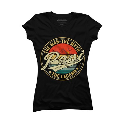 Junior's Design By Humans Vintage Sunset Papi, The Man, Myth, Legend By COVI T-Shirt