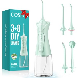 COSLUS Water Dental Flosser Pick for Teeth: 4 Modes Cordless Portable 300ML Larger Tank Water Teeth Cleaner IPX7 Waterproof Flossing Cleaning - 1 of 4