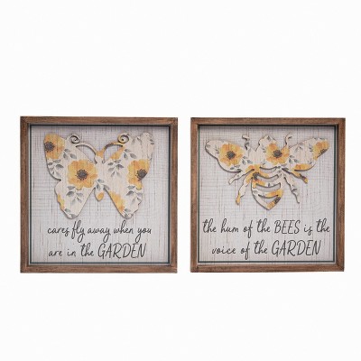 Transpac MDF Dimensional Shadowbox Decor Set of 2 Multicolored Wall Art for Home and Office Decoration