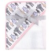 Hudson Baby Infant Girl Cotton Hooded Towel and Washcloth 2pc Set, Pink Safari, One Size - 3 of 3