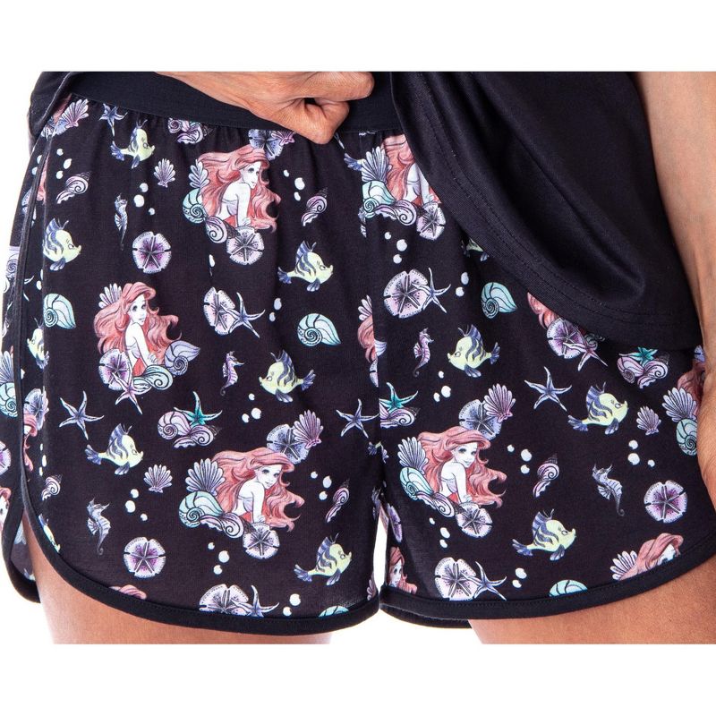 Disney Little Mermaid Women's Ariel Tank Short Pajama Set Black, 4 of 6