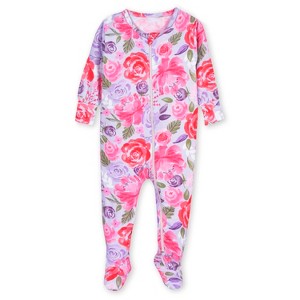 Gerber Baby and Toddler Girls' Buttery-Soft Snug Fit Footed Pajamas - Lilac Garden - 2T - 1 of 4