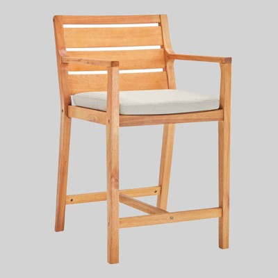 Portsmouth Karri Wood Outdoor Patio Barstool - Taupe - Modway