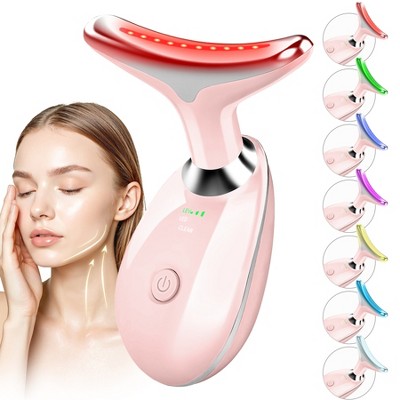 YEVYO Face Massager Red Light Therapy - 7 Colors Facial Neck Massager with Blue Light Therapy, Portable Skincare Tool for Tightening & Lifting
