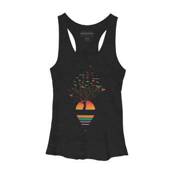 Women's Design By Humans A Colorful Spring Morning, Birds and Trees By summerissalt Racerback Tank Top