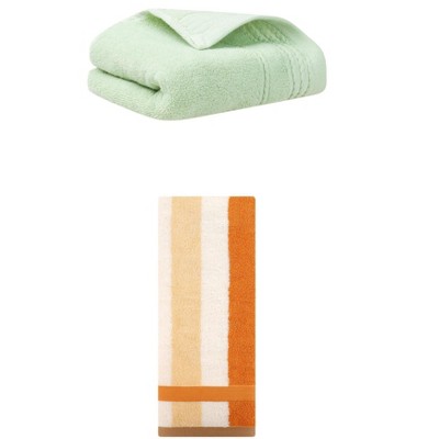 REGALWOVEN Striped Decorative Hand Towels for Bathroom Kitchen Gym 14" x 30"/13" x 29" 2 Pcs