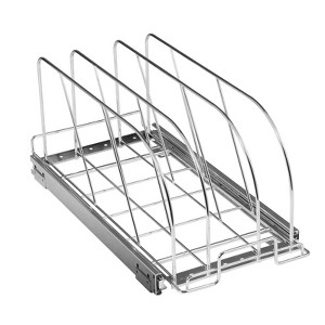 Angel Sar 8.5 Inch Pan and Pot Rack, Expandable Pull Out Under Cabinet Organizer with Adjustable Dividers, Wide Steel Lid Holder for Kitchen Storage - 1 of 4