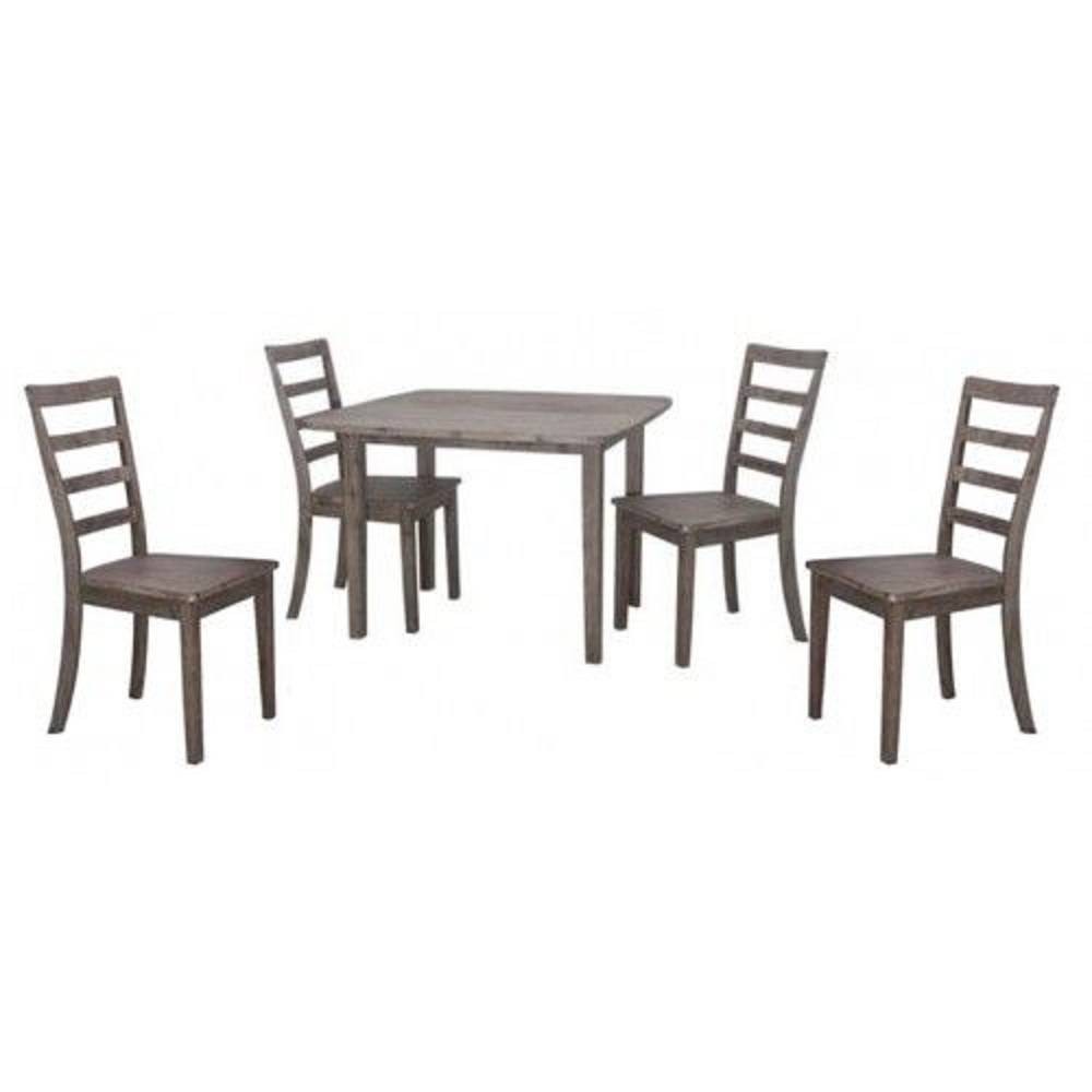 Photos - Dining Table 5pc Boulder Dining Set Barnwood Wire Brush - Boraam: Rubberwood Construction, Farmhouse Style, Seats 4